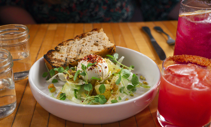 Burrata salad from Gather in Maine, Photo credit to Capshore Photography