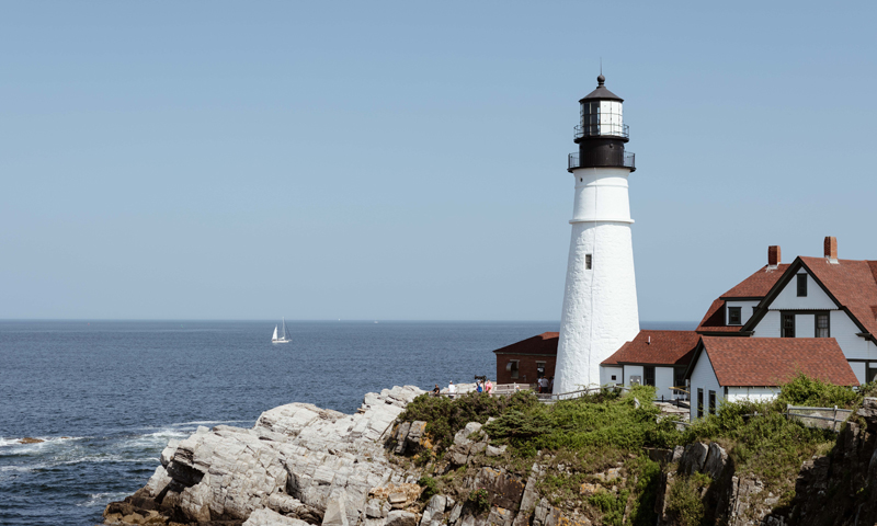 Portland head light and coastline listing. Photo Courtesy of @MarriottBonvoy