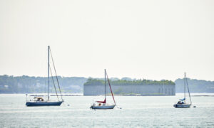 Boats by fort Gorges Photo credit: Lone Spruce Creative, courtesy of Maine Office of Tourism