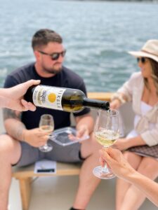 Wine pour on a wine sail, Photo Credit: Wine Wise Events