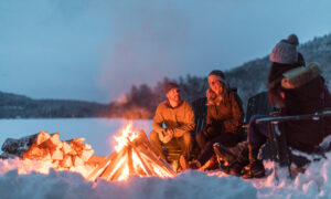 Campfire in Winter, Photo Credits: Maine Office of Tourism