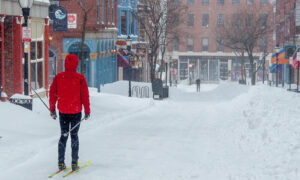 Cross Country Skiing on Exchange Street, Photo Credit: Corey Templeton Photography