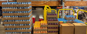 Pallets of Nonesuch beer, Photo Credit: Lauren Peters at Visit Portland