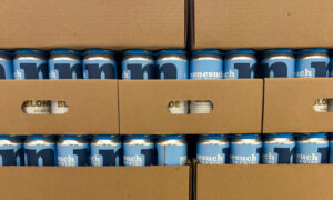 Pallets of Nonesuch beer, Photo Credit: Lauren Peters at Visit Portland