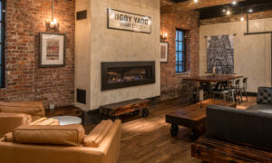 Rigby Yard fireplace lounge. Photo Credit: Peter G Morneau Photography