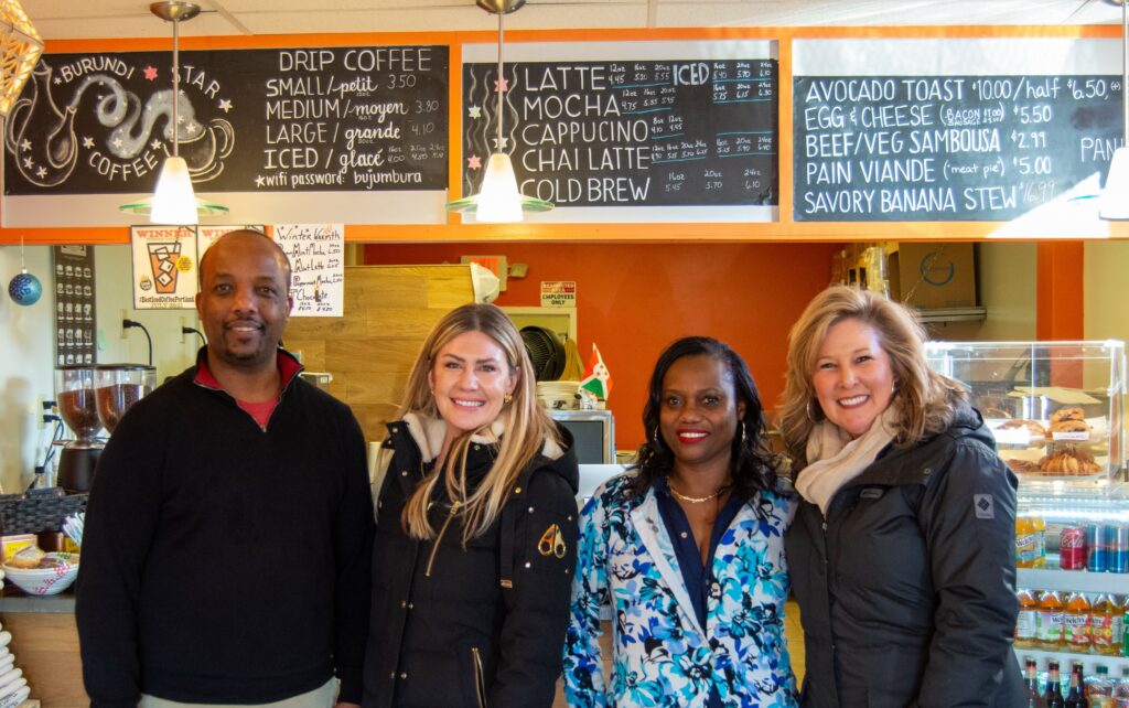 Burundi Star Coffee Owners with Maine Life Media, Photo Credit: Lauren Peters at Visit Portland
