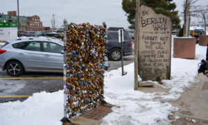 Berlin Wall sign; Photo Credit: Lauren Peters at Visit Portland