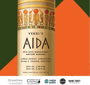 Aida poster screenshot with sponsors; Photo courtesy of Opera Maine