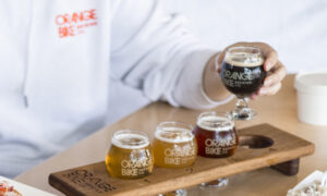 Flight at Orange Bike Brewing. Photo Credit: Bite Into Maine