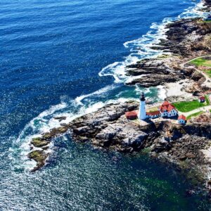 View of Portland Head Light from Helicopter. Photo Credit: Pine Tree Helicopters
