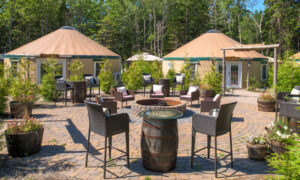 Outdoor firepit and communal seating; Photo Credit: Peter G. Morneau Photography