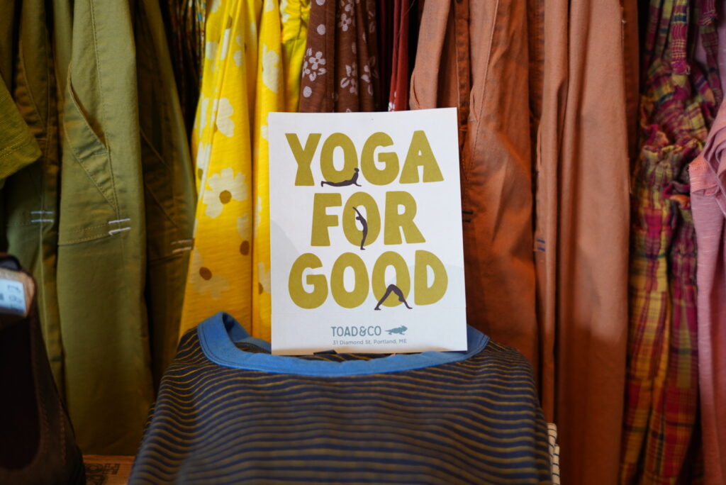 Yoga for Good sign; Photo Courtesy of Ashley Flowers yoga