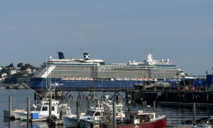 Large cruise ship in Portland Harbor; Photo Credit: Lauren Peters at Visit Portland