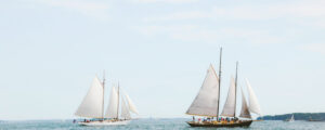 Two sailboats on Casco Bay ocean; Photo Credit Elissa Salter