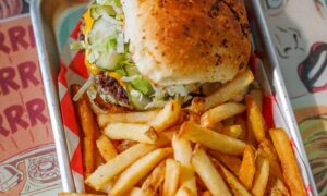 Burger and Fries at A&C Soda Shop. Photo Credit: Bonnie Durham