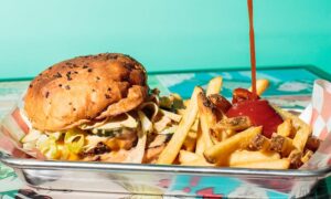 Burger and Fries at A&C Soda Shop. Photo Credit: Bonnie Durham