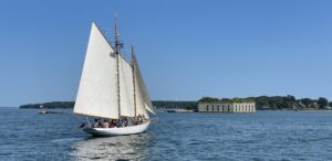Sailboat passing Fort Gorges., Photo Credit: Digital Edge
