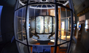 Lighthouse light closeup in museum; Photo Credit: Maine Maritime Museum