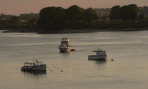 Sunset over Casco Bay boats; Photo Credit: Digital Edge