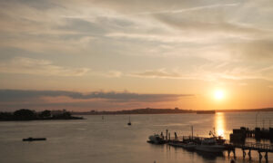 Sunset over Casco Bay water; Photo Credit: Digital Edge