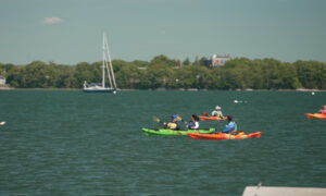Group paddling through Casco Bay; Photo Credit: Digital Edge