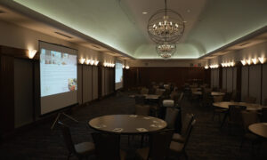 Interior of a large meeting room; Photo Credit: Digital Edge