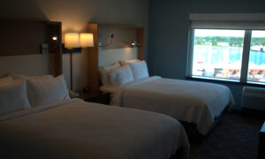 Hotel room overlooking Casco Bay; Photo Credit: Digital Edge