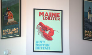 Maine Lobster art on wall; Photo Credit: Digital Edge
