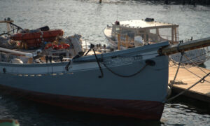 Timberwind ship docked in Portland Harbor; Photo Credit: Digital Edge