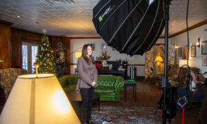 Woman giving interview to TV show; Photo Credit: Lauren Witt at Visit Portland