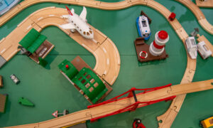 Train and road play set for kids; Photo Credit: Lauren Witt at Visit Portland