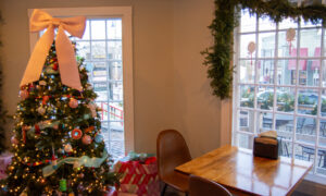 Christmas display inside Freeport coffee store; Photo Credit: Lauren Witt at Visit Portland