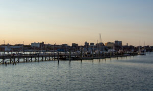 Portland skyline at sunset; Photo Credit: Lauren Witt at Visit Portland