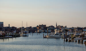 Portland skyline at sunset; Photo Credit: Lauren Witt at Visit Portland