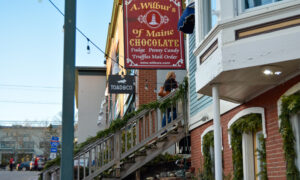 Walking into Wilbur's Chocolate in Freeport; Photo Credit: Lauren Witt at Visit Portland