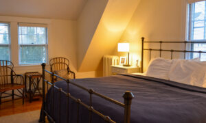 LL Bean guest house bedroom; Photo Credit: Lauren Witt at Visit Portland