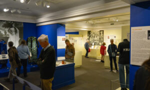 Group exploring music exhibit; Photo Credit: Lauren Witt at Visit Portland