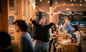 Man excited at The Axe Pit; Photo Credit: Nate Davis