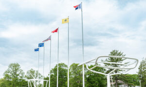 Flags flying outside of Maine Maritime Museum: Photo Credit: Maine Maritime Museum