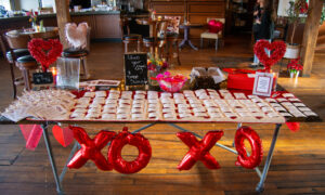 Valentines Day welcome table; Photo Credit: Lauren Witt at Visit Portland