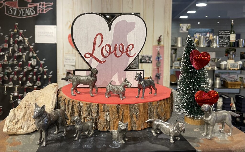 Dog Figurines. Photo Provided by Danforth Pewter Dog Figurines. Photo Provided by Danforth Pewter