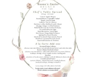 Easter Brunch Menu at Boone's courtesy of Boone's Fish House & Oyster Room