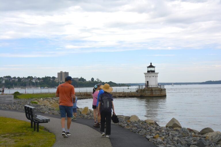 Tour walking to Bug Light lighthouse. Photo Credit: Harleigh Gastman Tour walking to Bug Light lighthouse. Photo Credit: Harleigh Gastman