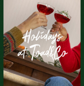 Graphic for holiday deals. photo Credit: Toad&Co.