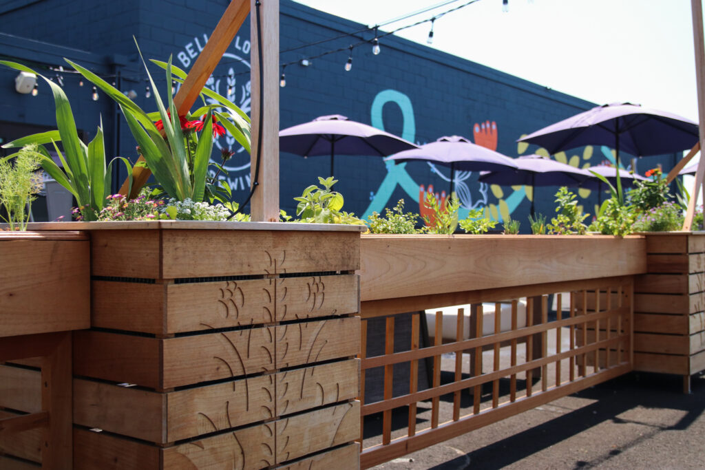 Outdoor Seating at Belleflower Brewing. Photo Credit: Caylin Lee Photography and Belleflower Brewing