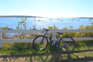 Bike with ocean. Photo credit: Harleigh Gastman
