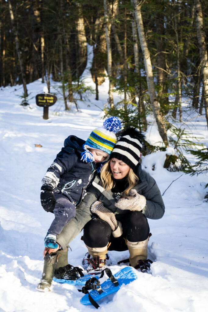 Snowshoeing in Wolfe's Neck Woods. Credit: Capshore Photography