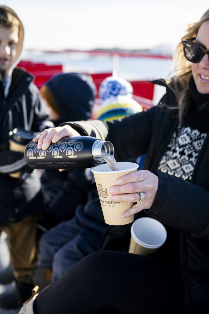 Hot Chocolate from Coffee By Design on Casco Bay Lines Ferry. Credit: Capshore Photography