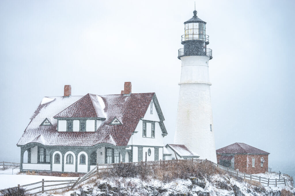 Portland Head Light Lighthouse in the Snow. Photo credit: Capshore Photography