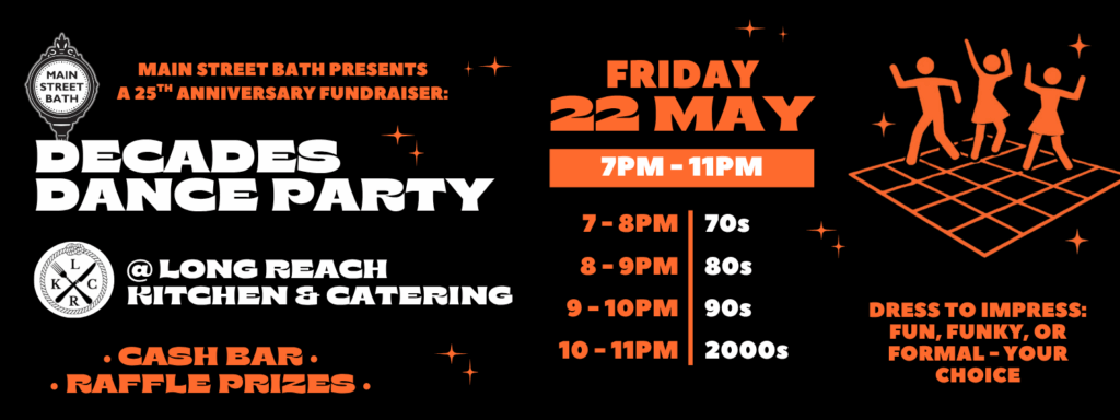 Decades Dance Party Poster. Credit: Main Street Bath